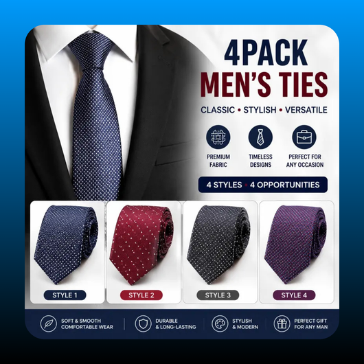 Men's 4-Pack Assorted Boxed Classic Neckties