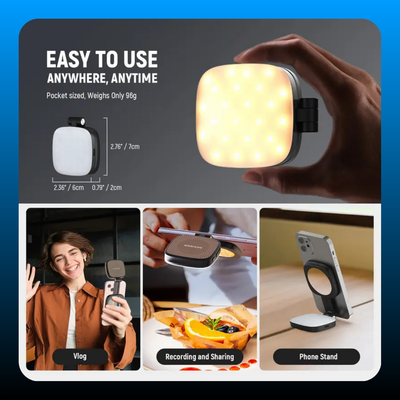 Foldable LED Ring Light with Mirror & Stand