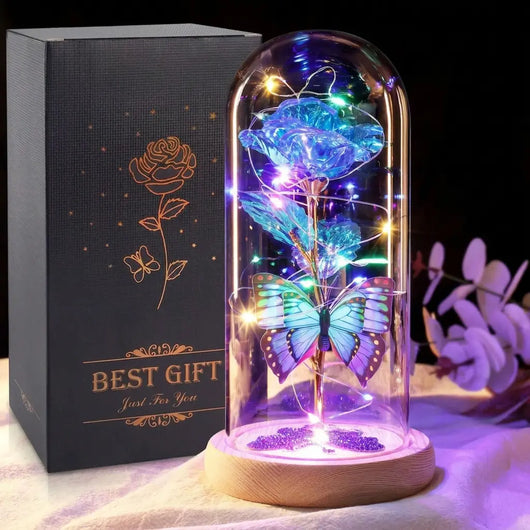 Eternal Flower Light Up Galaxy Rose in Glass Dome