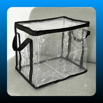 Large Transparent Plastic Storage Box with Zipper Flip Lid