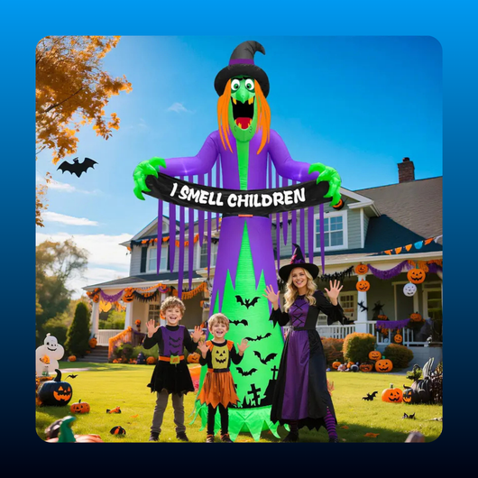 Giant Inflatable Witch with Banner