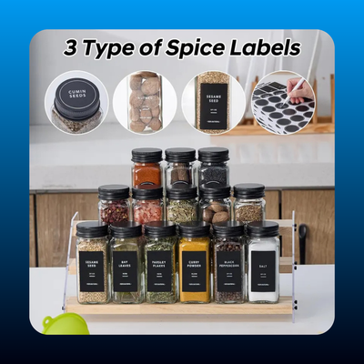 Modern 36-Piece Spice Glass Jar Set