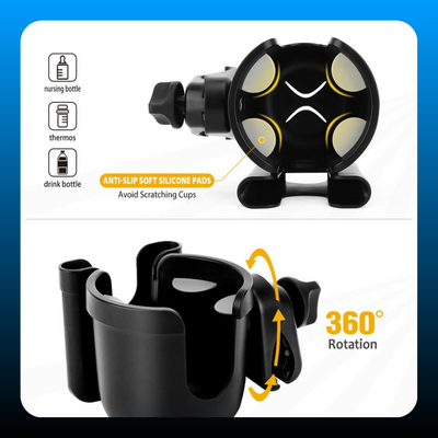 Universal Stroller Cup Holder with Mobile Phone Case