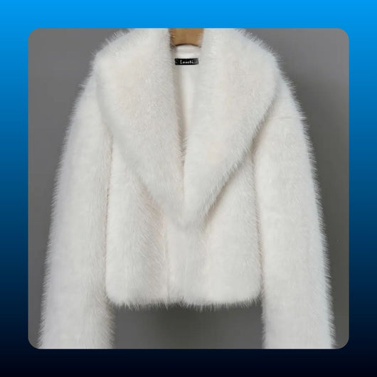 Cropped Faux Fur Collared Coat