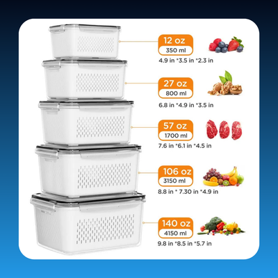 Fridge Organizers and Storage (5 Pack)