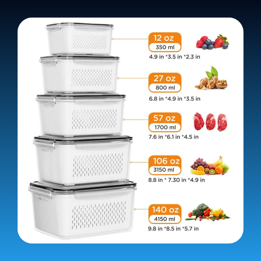 Fridge Organizers and Storage (5 Pack)