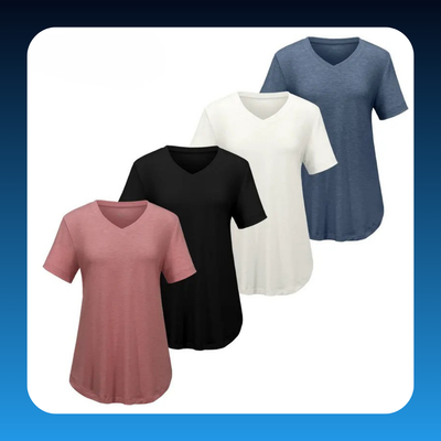 Loose Fit V-Neck T Shirts for Women Plus Size (4 Pack)