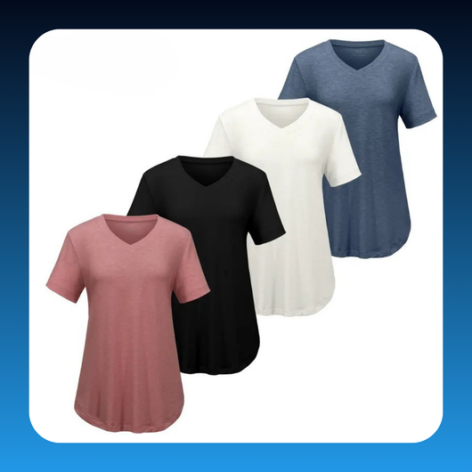 Loose Fit V-Neck T Shirts for Women Plus Size (4 Pack)