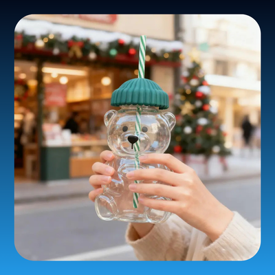 Bear Glass Straw Tumbler