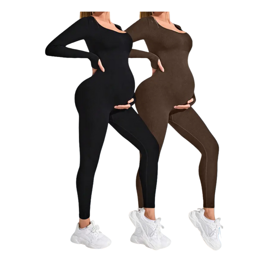 Maternity Long Sleeve Square Neck Jumpsuit