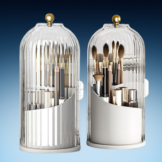 360° Rotating Brush Organizer with Transparent Lid