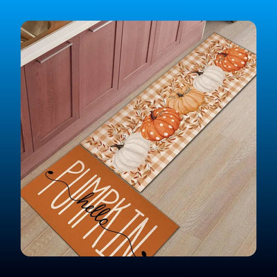 Hello Pumpkin Fall Kitchen Mat Set (2 Piece)