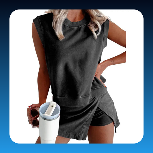 Women’s Cotton Tank Top & Split Athletic Skirt Set