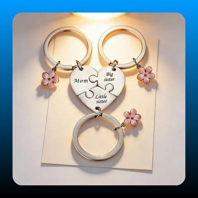 Mother Daughter Jigsaw Keychain Set