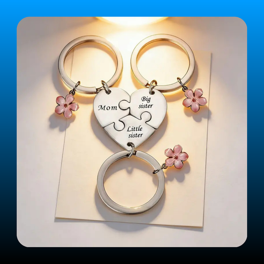 Mother Daughter Jigsaw Keychain Set