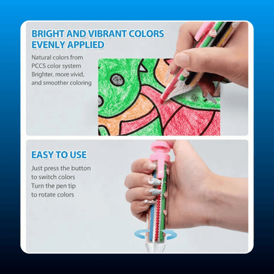 8-in-1 Retractable Rainbow Crayon Pen