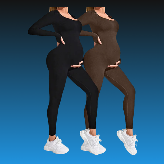 Maternity Long Sleeve Square Neck Jumpsuit