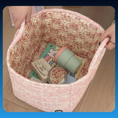 Floral Foldable Cotton Storage Basket