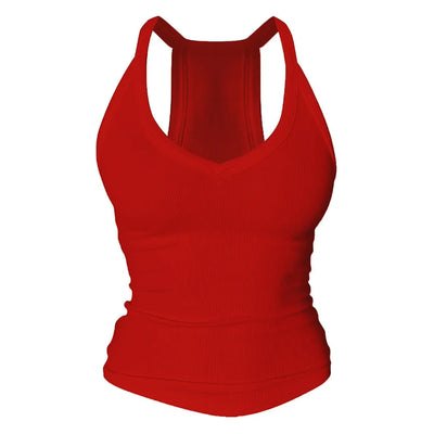 V Neck Cotton Tank Tops with Built-in Shelf Bra