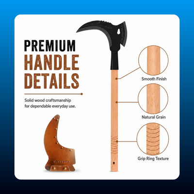 Forged Garden Sickle Hoe with Leather Sheath