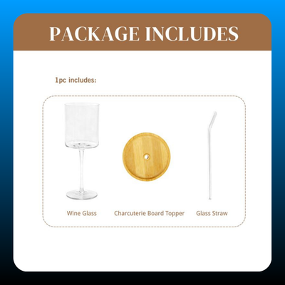 Glass with Charcuterie Board and Straw Combo (2 Pcs)