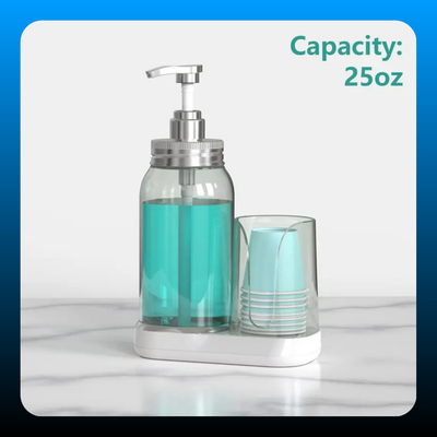 Mouthwash Dispenser with Cups Holders