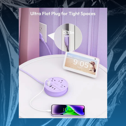 All-In-One Flat Cord Power Strip