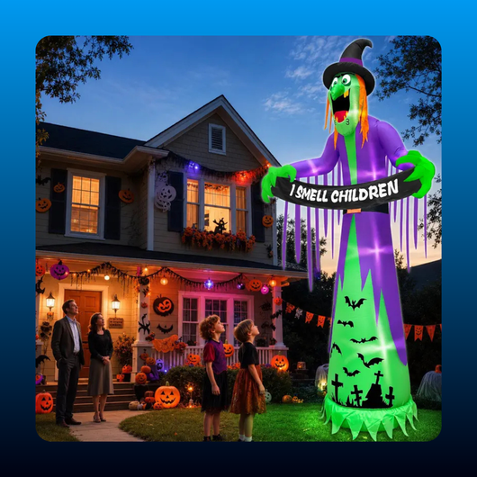 Giant Inflatable Witch with Banner