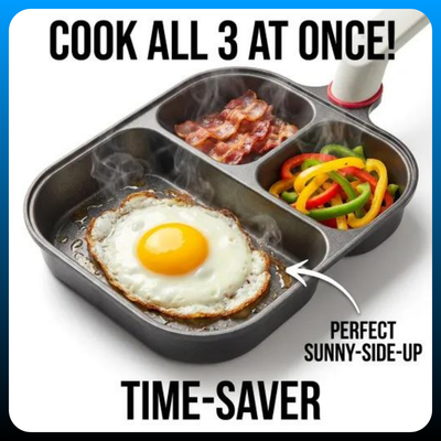Multi-Section Breakfast Griddle with Glass Lid