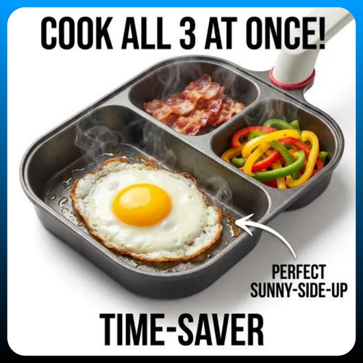 Multi-Section Breakfast Griddle with Glass Lid