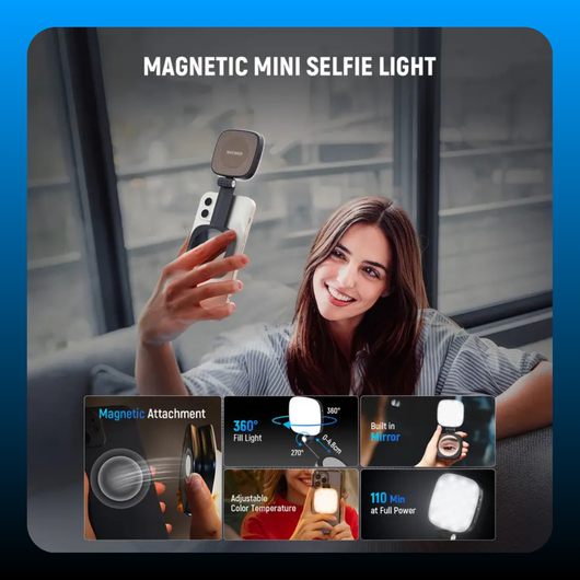 Foldable LED Ring Light with Mirror & Stand