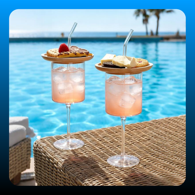 Glass with Charcuterie Board and Straw Combo (2 Pcs)