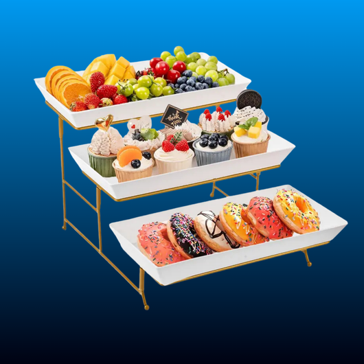 Gold Metal 3-Tier Plastic Dessert Stand