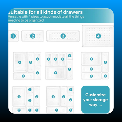 Durable 25 PCS Clear Plastic Drawer Organizers Set
