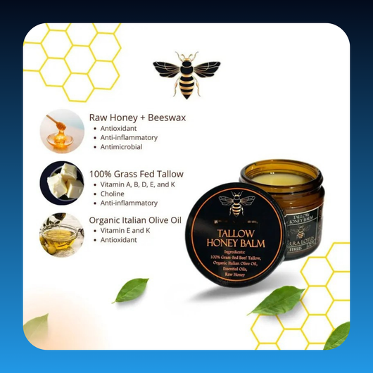 Organic Grass-Fed Beef Tallow Balm with Raw Honey