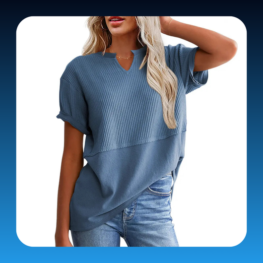 Cozy Oversized Waffle Knit V-Neck Top