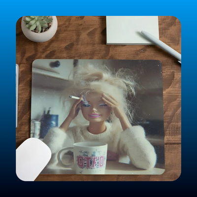 Exhausted from Work and Life Square Mouse Pad