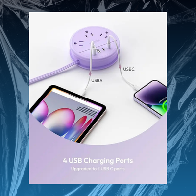 All-In-One Flat Cord Power Strip