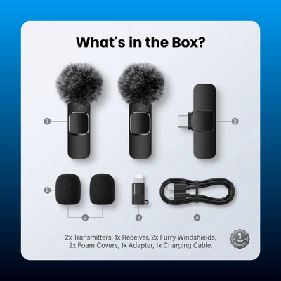 Wireless Lavalier Microphone Set, 2 Mics