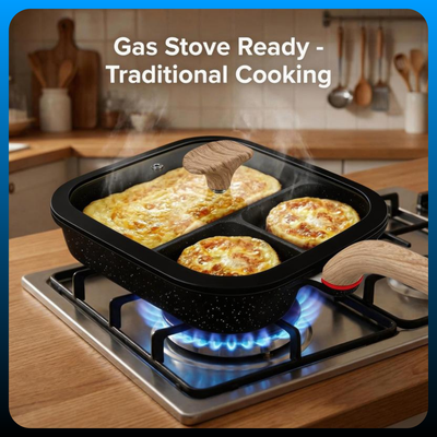 Multi-Section Breakfast Griddle with Glass Lid