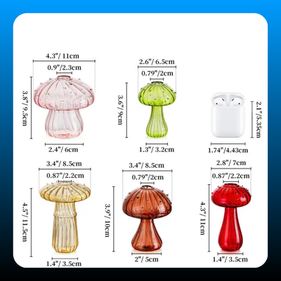 Mini Cute Hydroponic Indoor Mushroom Glass Flower Vase