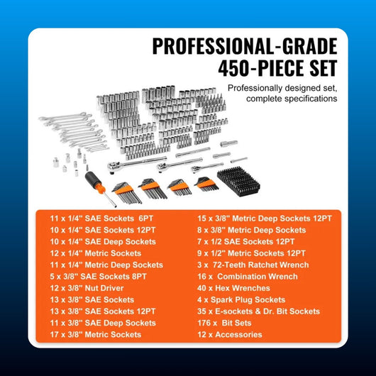 450 Piece Mechanics Tool Kit