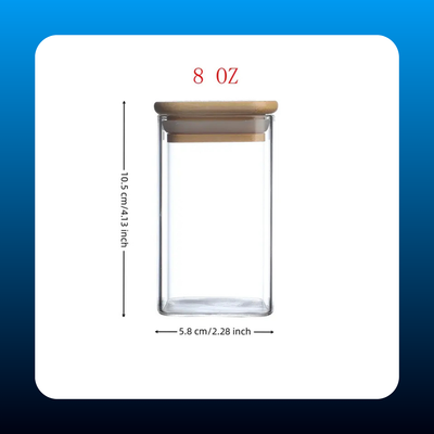 Airtight Square Glass Spice Jars with Lids