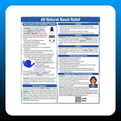 100 Regular Premixed Sinus Rinse Packets
