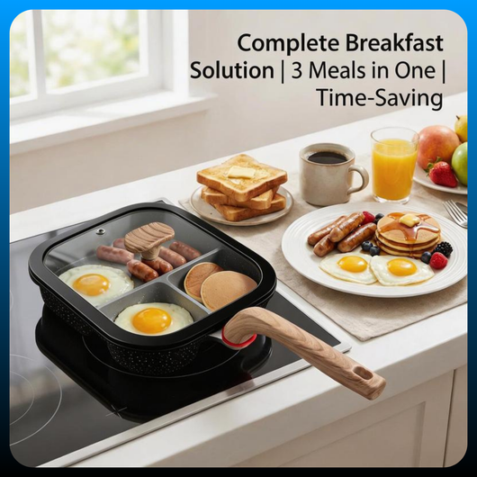 Multi-Section Breakfast Griddle with Glass Lid
