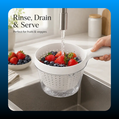 Double-Layer Fruit Drainer Basket with Handle