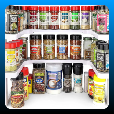 Adjustable 2 Tiered Spice Rack Organizer for Cabinet & Pantry