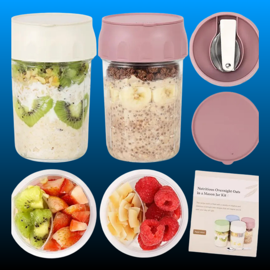 Overnight Oats Containers with Lids (2 Pack)