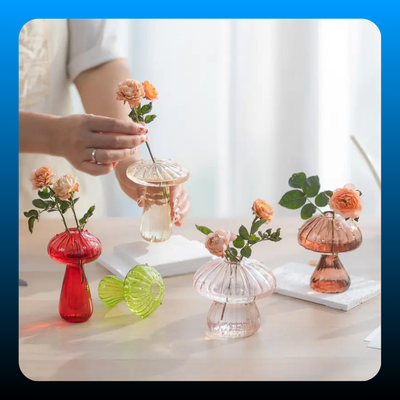 Mini Cute Hydroponic Indoor Mushroom Glass Flower Vase