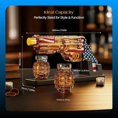USA Flag 250th Anniversary Whiskey Decanter Glassware Sets